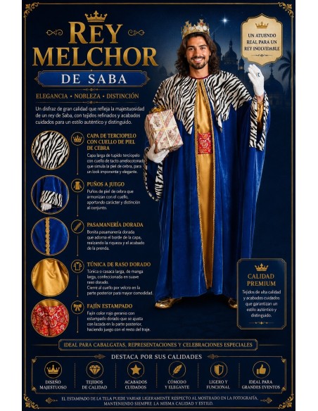 King Melchor Costume Size L | Adult Costumes The King of Carnival