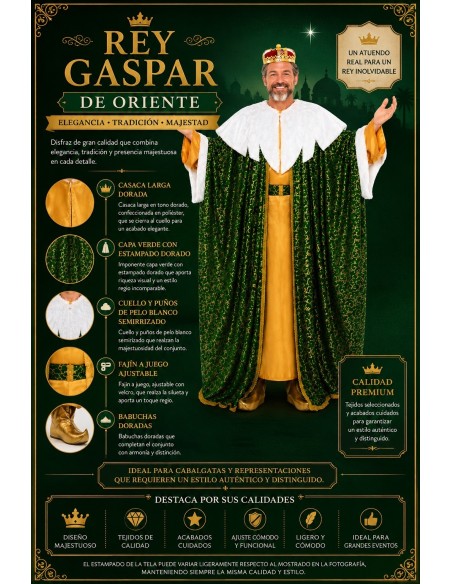 Disfraz Rey Gaspar Talla L Nuevo | Disfraces Adultos El Rey del Carnaval