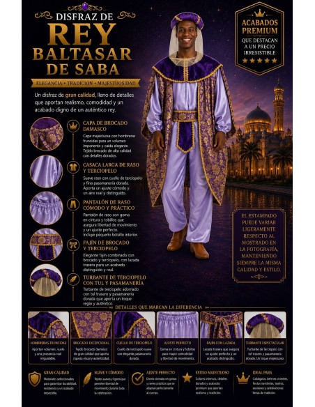 Disfraz Rey Baltasar Talla L | Disfraces Adultos El Rey del Carnaval