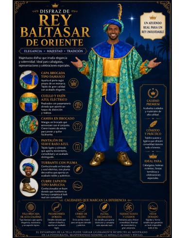 Déguisement Roi Balthazar Taille L Neuf | Costumes pour Adultes Le Roi du Carnaval