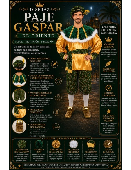 Fantasia Pajem Gaspar Tamanho L Novo | Fantasias para Adultos O Rei do Carnaval