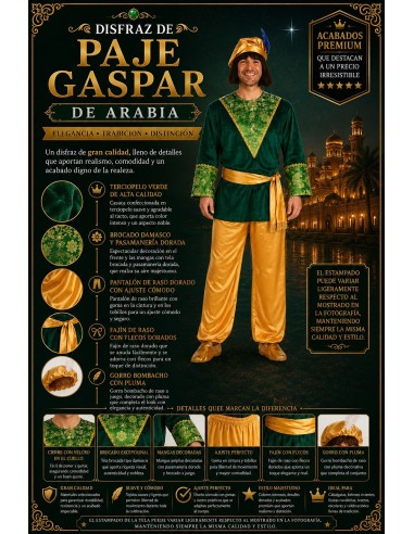 Disfraz Paje Gaspar Talla L | Disfraces Adultos El Rey del Carnaval