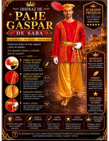 Costume Pagetto Gaspar Taglia L | Costumi per Adulti Il Re del Carnevale