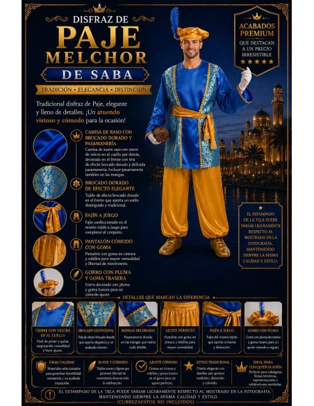 Disfraz Paje Melchor Talla L | Disfraces Adultos El Rey del Carnaval