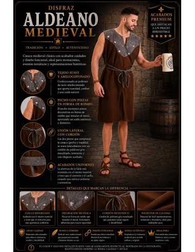 Costume Cappotto Medievale Taglia L | Costumi per Adulti Il Re del Carnevale