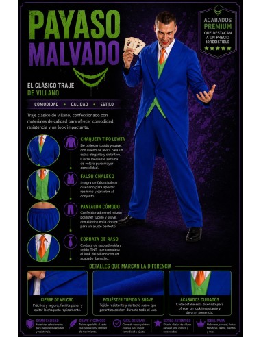 Disfraz Payaso Malvado Talla L | Disfraces Adultos El Rey del Carnaval