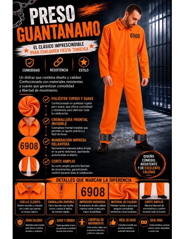 Disfraz Preso Guantanamo Talla L | Disfraces Adultos El Rey del Carnaval