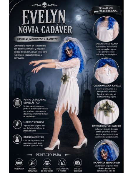 Disfraz Novia Cadaver Talla M | Disfraces Adultos El Rey del Carnaval