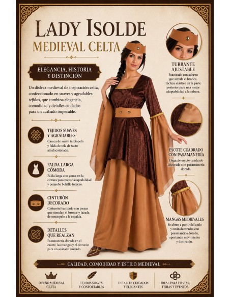 Fantasia Medieval Castanha Tamanho M | Fantasias para Adultos O Rei do Carnaval