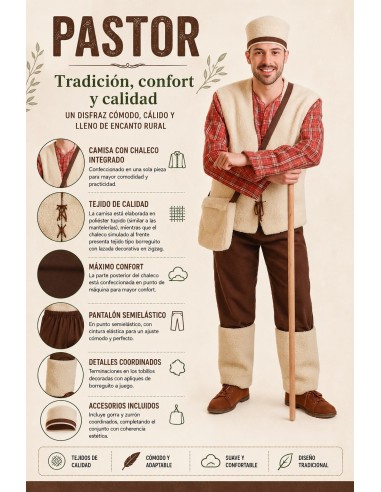 Costume de Berger Taille L | Costumes pour Adultes Le Roi du Carnaval