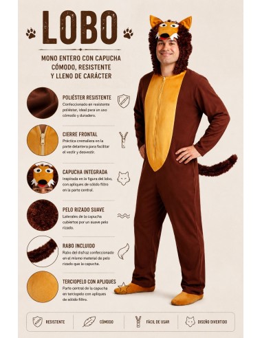 Disfraz Lobo Talla L | Disfraces Adultos El Rey del Carnaval