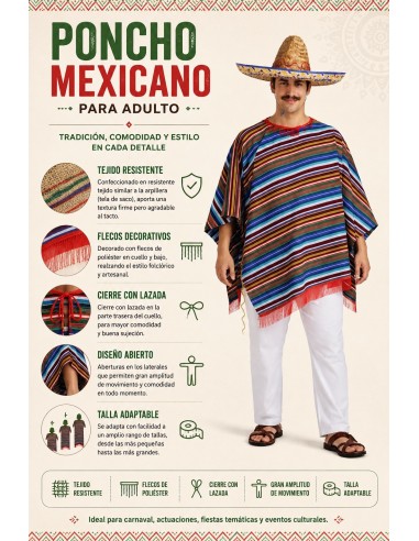 Mexican Poncho Size L | Adult Costumes The King of Carnival