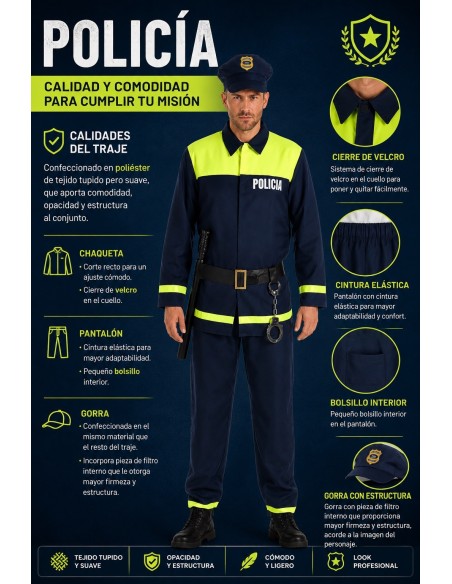 Costume de police Taille L | Costumes pour adultes Le Roi du Carnaval
