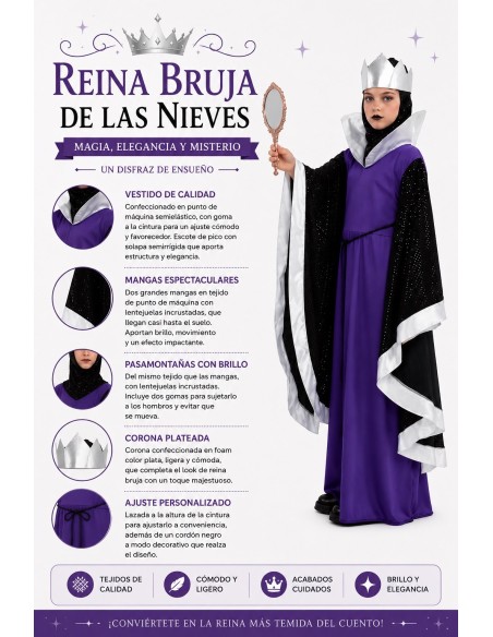 Costume Reine Sorcière des Neiges Nouveau | Costumes Enfants Le Roi du Carnaval