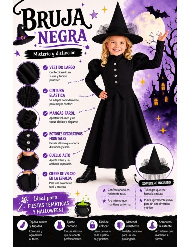Costume Strega Nera Nuovo | Costumi per Bambini de El Rey del Carnaval