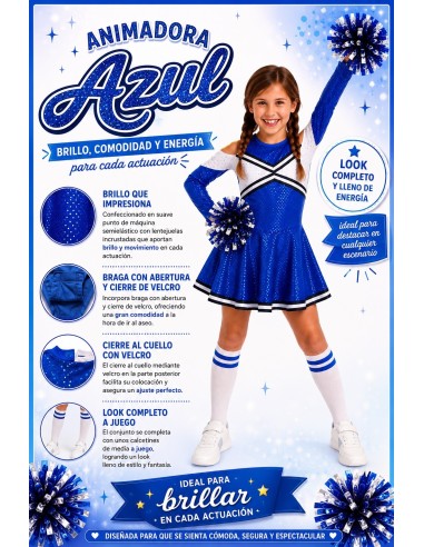 Disfraz Animadora Azul Nuevo | Disfraces Infantiles El Rey del Carnaval