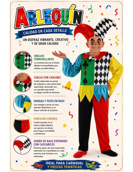 Harlequin Costume | Children's Costumes The King of Carnival