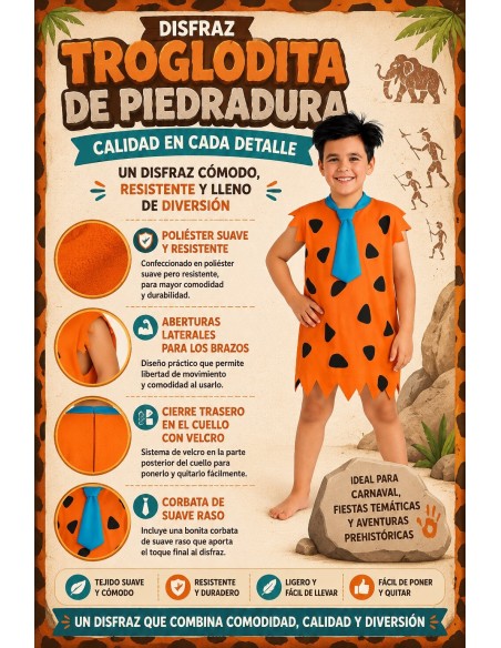 Déguisement de troglodyte orange | Costumes pour enfants Le Roi du Carnaval