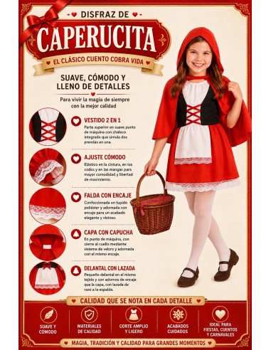 Costume de Petit Chaperon Rouge | Costumes pour Enfants Le Roi du Carnaval