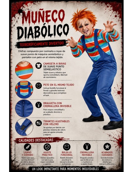 Disfraz Muñeco Diabolico | Disfraces Infantiles El Rey del Carnaval