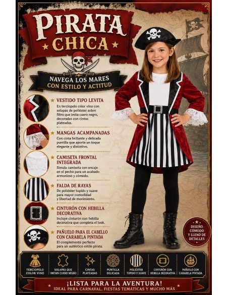 Disfraz Pirata Chica | Disfraces Infantiles El Rey del Carnaval