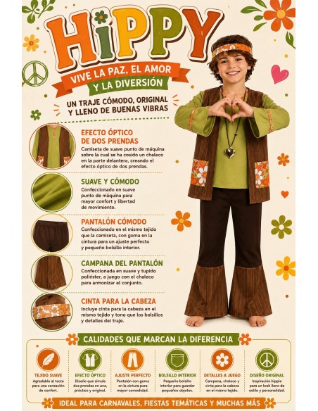 Disfraz Hippy Niño | Disfraces Infantiles El Rey del Carnaval