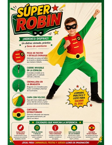 Costume de Super Robin | Costumes pour Enfants Le Roi du Carnaval