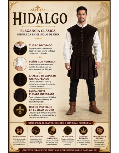 Fato Hidalgo Tamanho L | Fantasias para Adultos O Rei do Carnaval