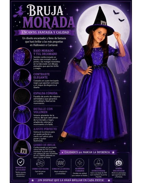 Disfraz Bruja Morada | Disfraces Infantiles El Rey del Carnaval