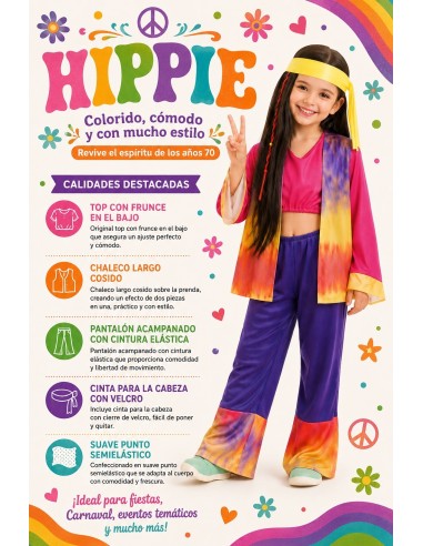 Costume Hippie per Ragazza | Costumi per Bambini Il Re del Carnevale