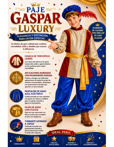 Costume Paggetto Gaspar di lusso | Costumi per bambini Il Re del Carnevale