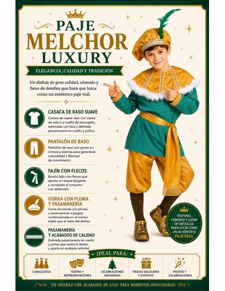 Costume Paggetto Melchior di lusso | Costumi per bambini Il Re del Carnevale