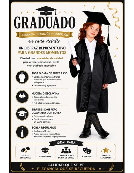 Costume de diplômé | Costumes pour enfants Le Roi du Carnaval