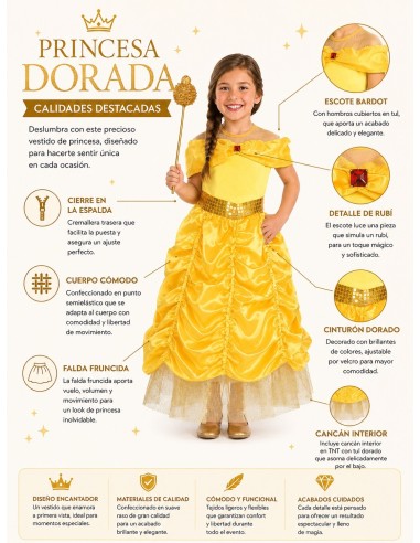 Costume Principessa Dorata | Costumi per Bambini Il Re del Carnevale
