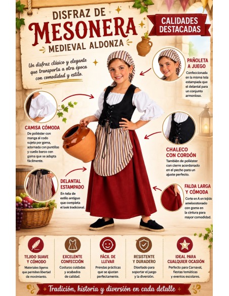 Costume da cameriera | Costumi per bambini Il Re del Carnevale