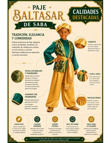Costume de Page Balthazar | Costumes pour Enfants Le Roi du Carnaval