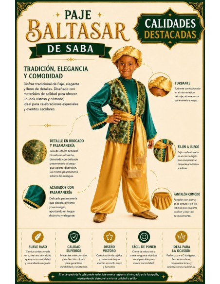 Costume de Page Balthazar | Costumes pour Enfants Le Roi du Carnaval
