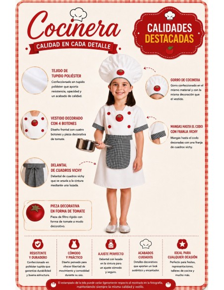 Déguisement de cuisinière | Costumes pour enfants du Roi du Carnaval