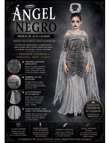 Kostüm Angel Black 8/10 Neu | Kinderkostüme der König des Karnevals