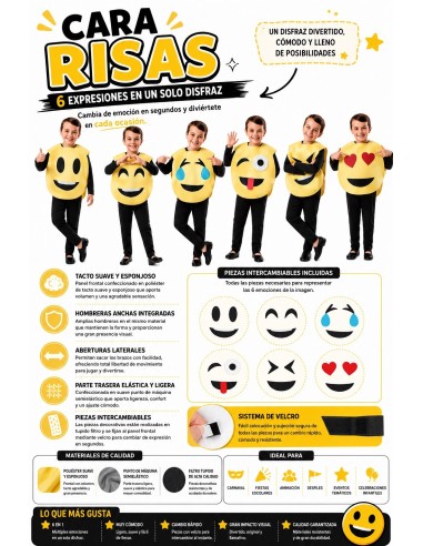 Laughing Face Costume 8/10 Years | Children's Costumes The Carnival King