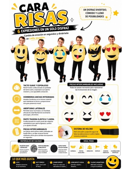 Laughing Face Costume 8/10 Years | Children's Costumes The Carnival King