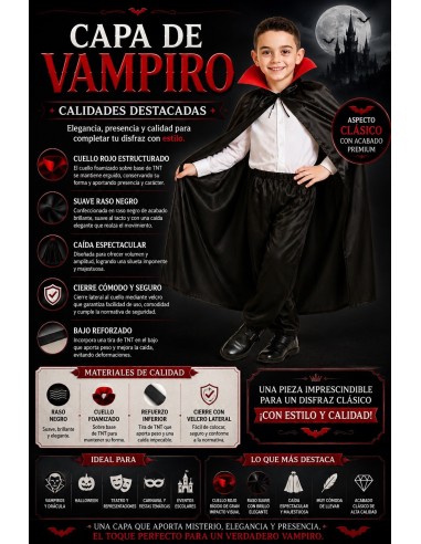 Capa Vampiro 8/10 Anos | Disfarces Infantis O Rei do Carnaval