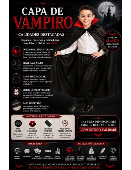 Capa Vampiro 8/10 Años | Disfraces Infantiles El Rey del Carnaval
