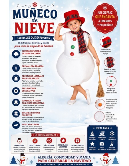 Déguisement Bonhomme de Neige 8/10 ans | Costumes pour Enfants Le Roi du Carnaval