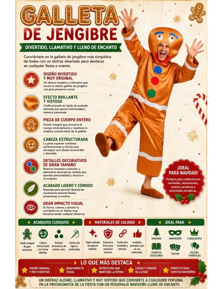 Costume Biscotto allo Zenzero Taglia L | Costumi per Adulti Il Re del Carnevale