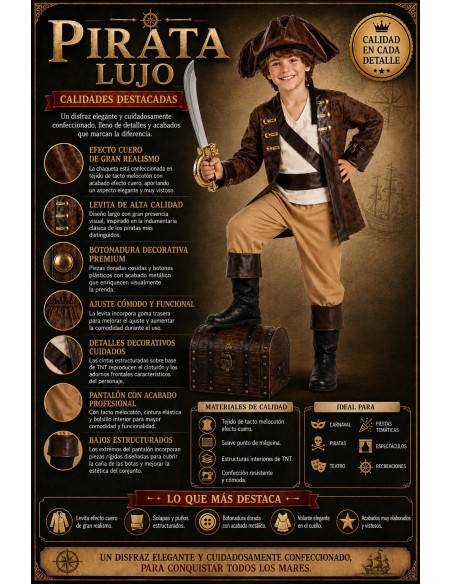 Déguisement de Pirate de Luxe | Costumes pour Enfants Le Roi du Carnaval