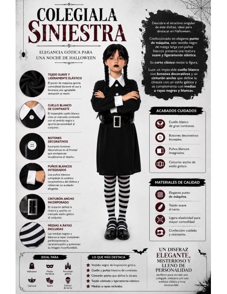 Déguisement d'écolière sinistre Nouveau | Costumes pour enfants Le Roi du Carnaval