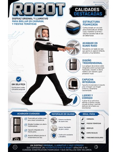 Robot Costume 8/10 Years | Children's Costumes The King of Carnival