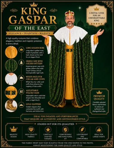 Costume da Re Gaspare Taglia L Nuovo | Costumi per Adulti Il Re del Carnevale