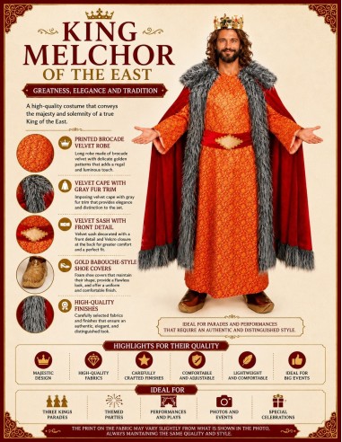 Disfraz Rey Melchor Pelo Gris Talla L Nuevo | Disfraces Adultos El Rey del Carnaval